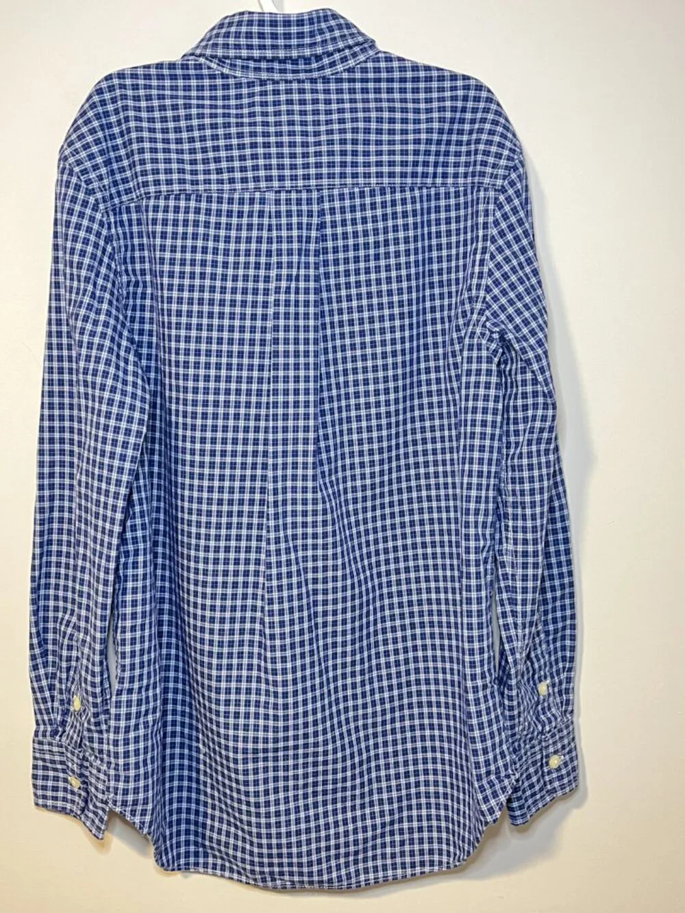 Ralph Lauren Boys Medium 10/12 Button Down Shirt Navy Gingham Plaid Pony Cotton